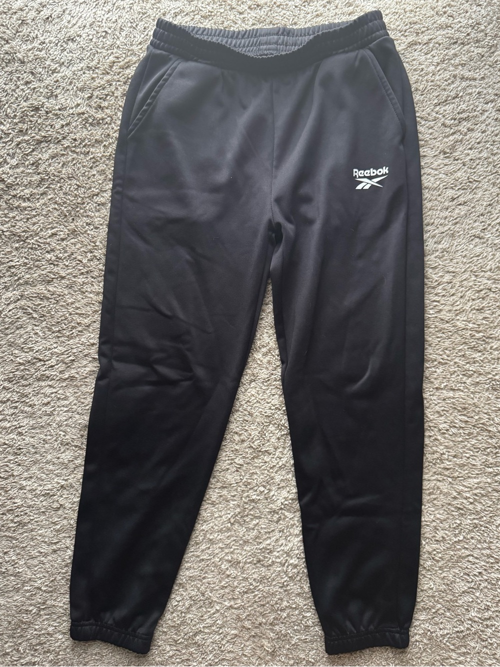 Reebok Boys Size 12 Black Jogger Sweatpants Athletic Logo Pants